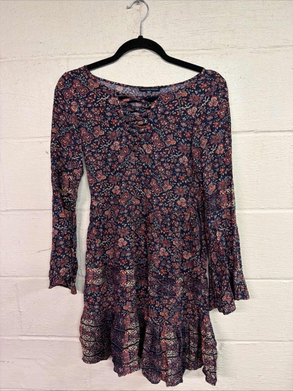 American Eagle Outfitters Floral Boho Mini Dress Red/Blue Women’s XS